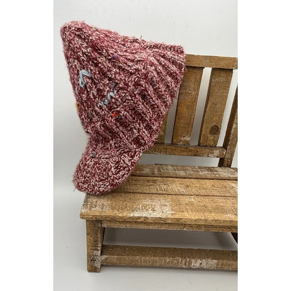 San‎ Diego Hat Company Womens Burgundy Marl Knit Beanie Embroidered Confetti Hat